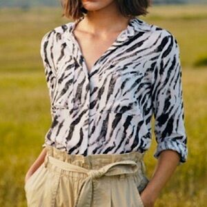 ‼️LAST CHANCE‼️ Anthropologie Cloth & Stone Classic Buttondown in Zebra Stripe